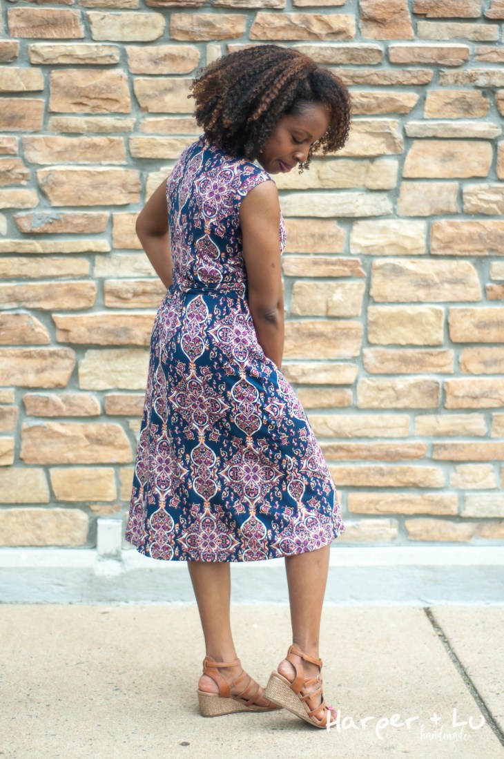 FB - Sleeveless Diana Wrap Dress - So Sew English Tami Navy Blush-1390