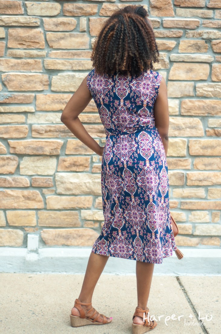 FB - Sleeveless Diana Wrap Dress - So Sew English Tami Navy Blush-1391